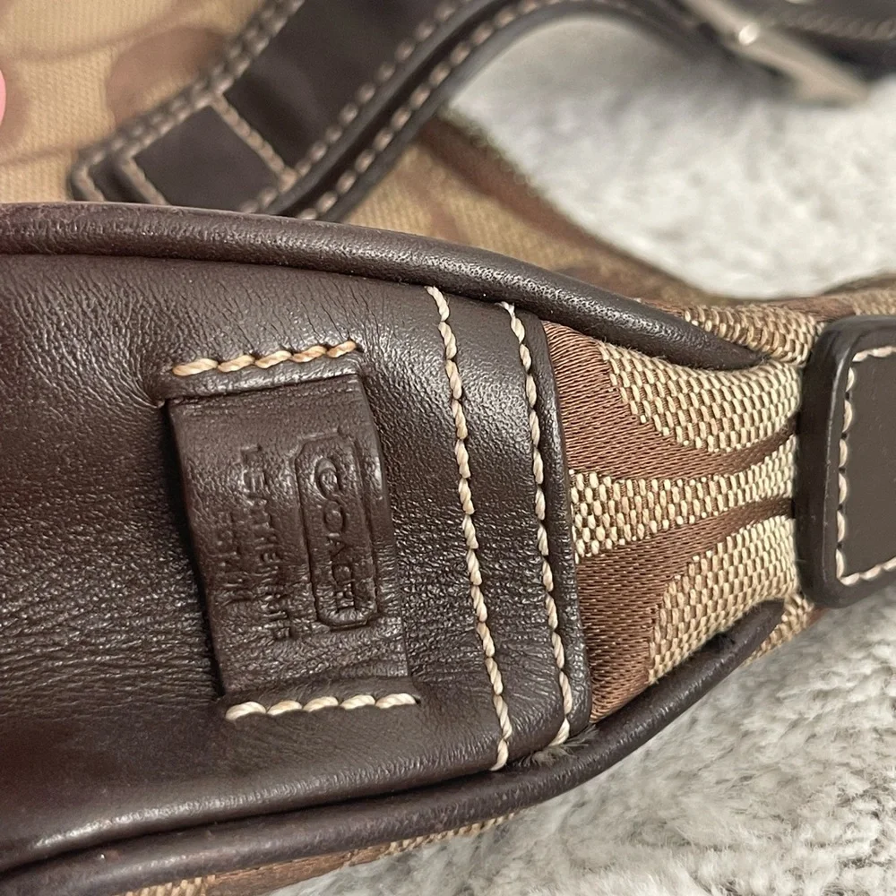 Coach Brown Shoulder Bag with Leather Trim - Picture 8 of 10